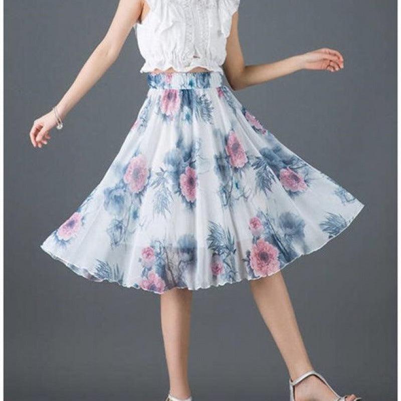 Chiffon skirt women summer 2021 new floral midi skirt - melvincucci