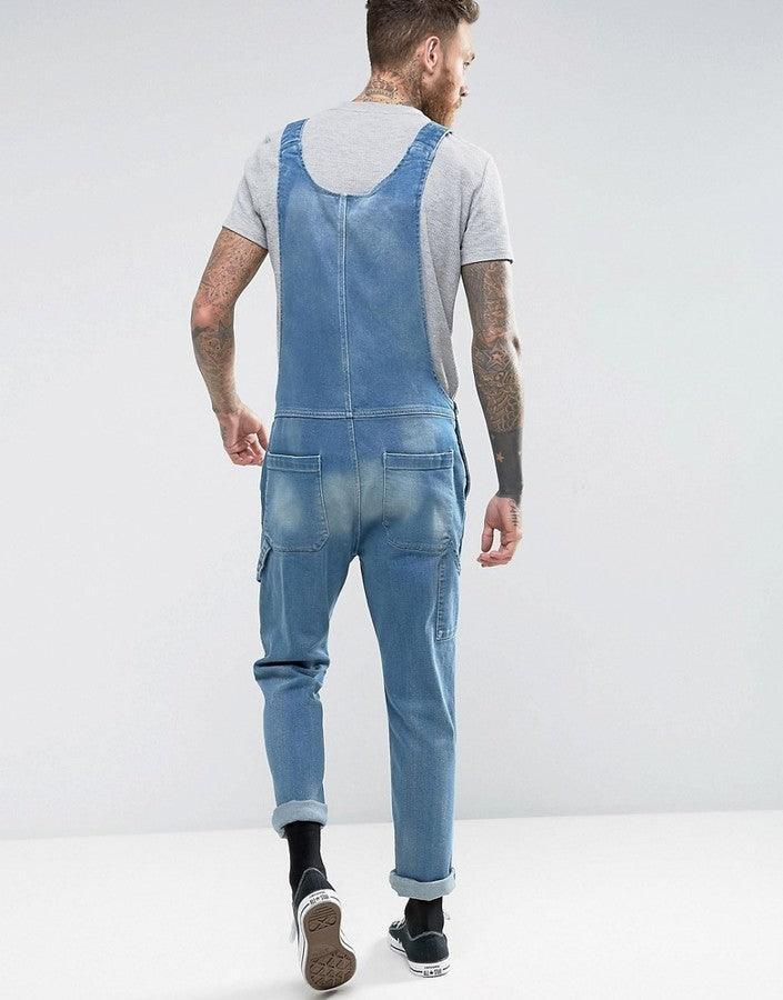 Fashion Denim Suspender Pants Slim Fit Slimming Men - melvincucci