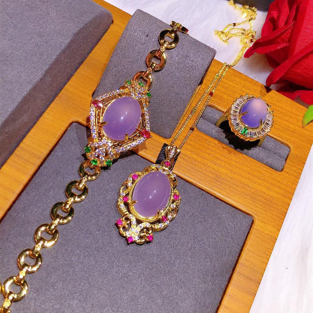 Natural Powder Chalcedony Jewelry Set - melvincucci