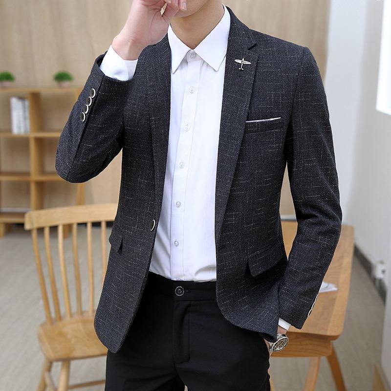 Small Suit Men's Thin Slim-fit Dark Pattern Jacket - melvincucci