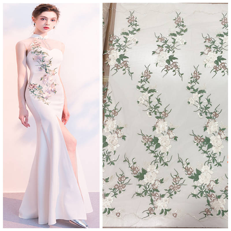 Dress Evening Dress Accessories Lace Fabric Multicolor Computer Embroidered Children's Clothing Decoration