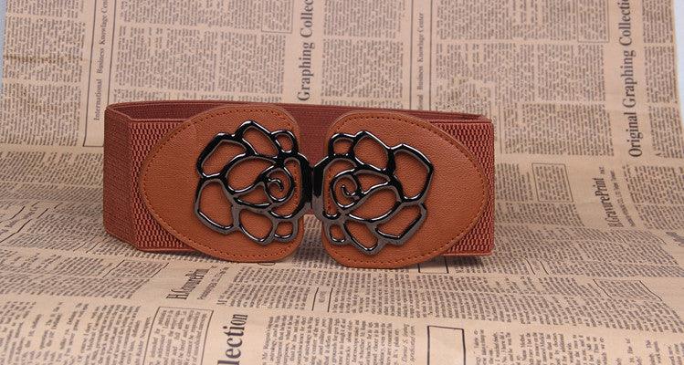 3 Women's Belts Elastic Belts Belts Rose Buckle Belts Tight Belts - melvincucci