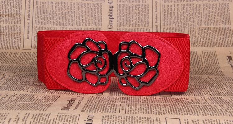 3 Women's Belts Elastic Belts Belts Rose Buckle Belts Tight Belts - melvincucci