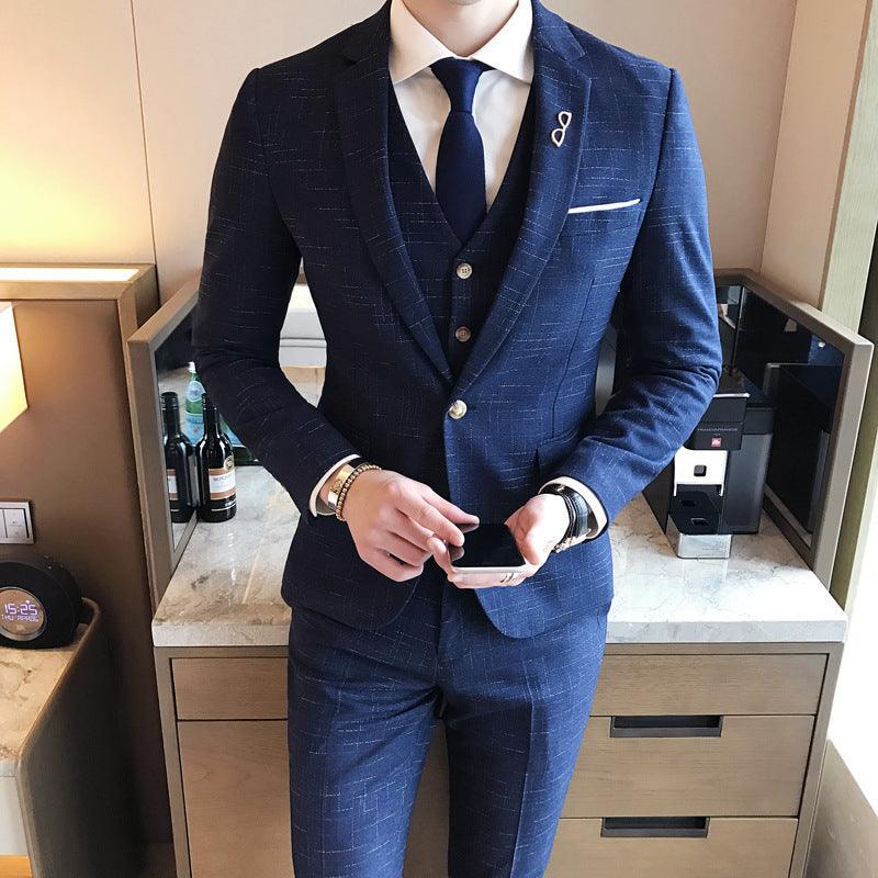 Slim men's single button three-piece suit - melvincucci