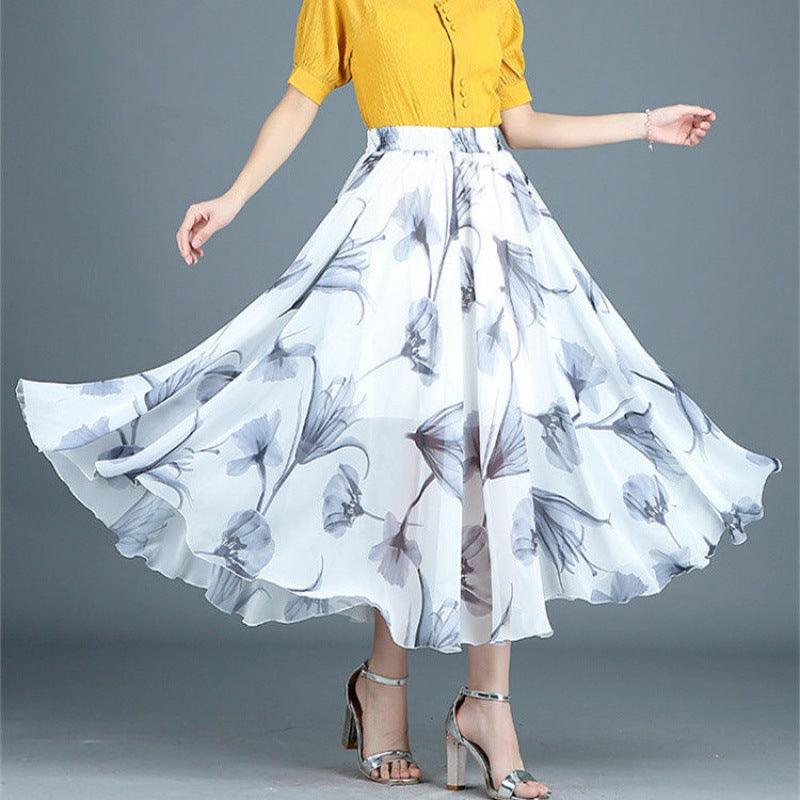 Chiffon skirt women summer 2021 new floral midi skirt - melvincucci