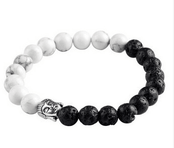 AliExpress explosions Europe and the United States fashion lava rock natural stone Buddha head Golden Buddha men and women bracelet wholesale - melvincucci