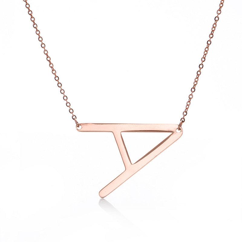 Fabulous Rose Gold Plated Stainless Steel Initial Letter Pendant Necklace - melvincucci