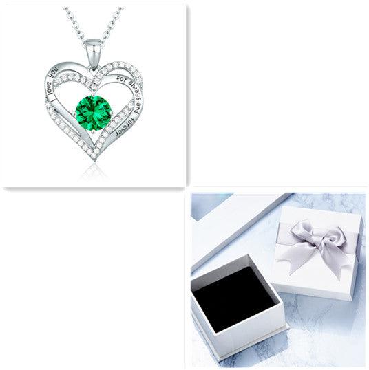 Female 925 Silver Twelve Birthstone Pendant Necklace - melvincucci