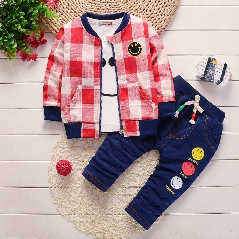 Children's plaid long sleeve three-piece suit - melvincucci