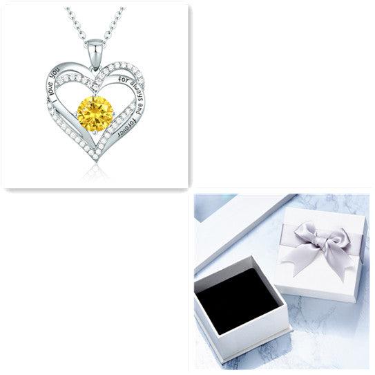 Female 925 Silver Twelve Birthstone Pendant Necklace - melvincucci