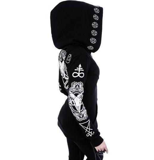 Gothic Punk Print Hoodies Sweatshirts Women Long Sleeve - melvincucci