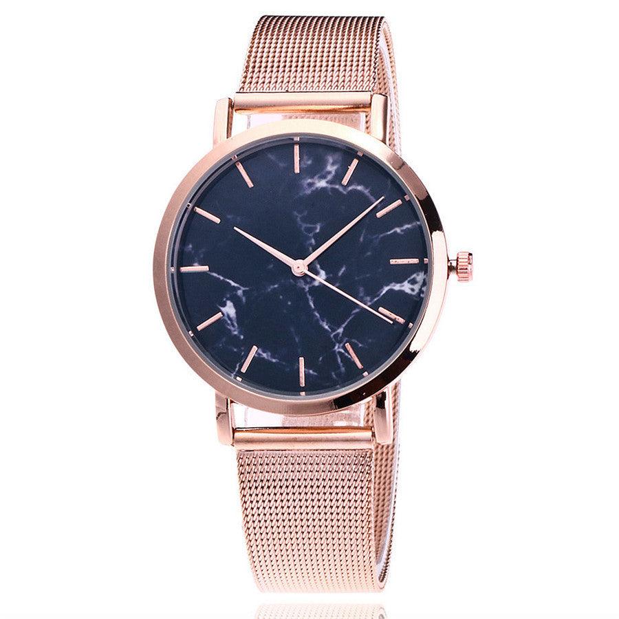 Vansvar fashion brand silver and gold mesh band creative marble wristwatch casual women quartz watches gift relogio feminino - melvincucci