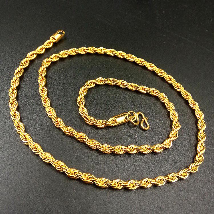 Hemp rope gold necklace - melvincucci
