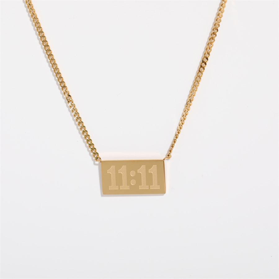 Simple Titanium Steel Square Digital Clavicle Chain - melvincucci