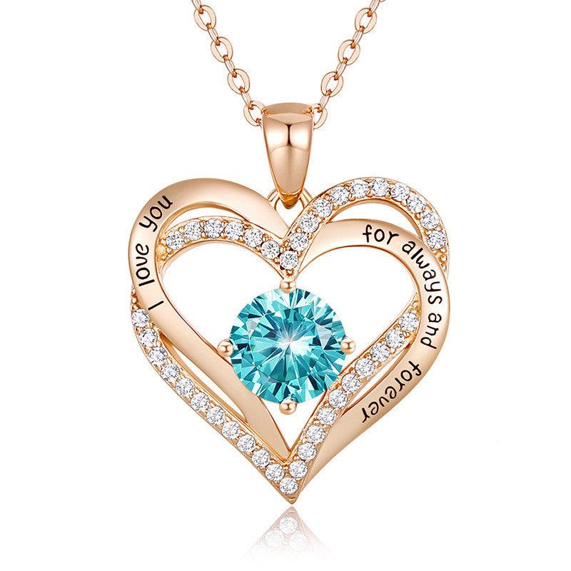 Female 925 Silver Twelve Birthstone Pendant Necklace - melvincucci