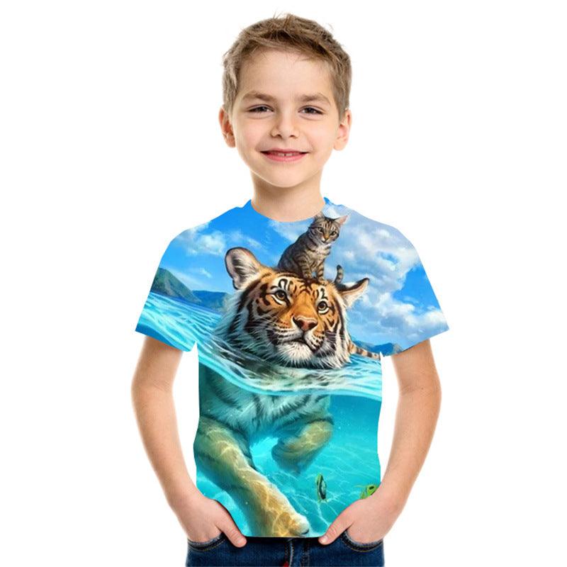 3D Digital Printing Short Sleeve Fashion Kids T-shirt Top - melvincucci