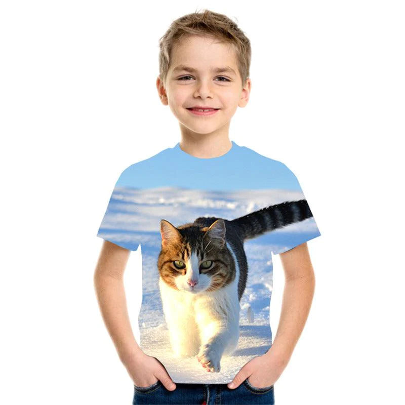3D Digital Printing Short Sleeve Fashion Kids T-shirt Top - melvincucci