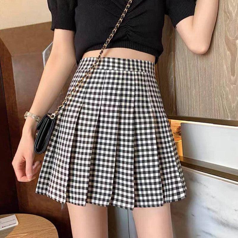 Plaid Pleated Skirt Women Summer New 2021 - melvincucci