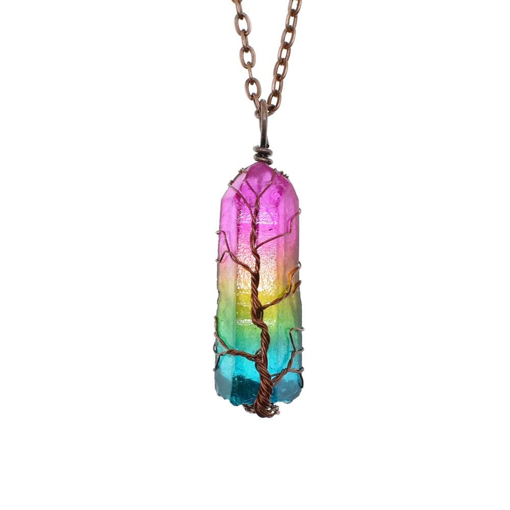 Hot Selling Stone Crystal Pillar Tree Of Life Pendant In Europe And America - melvincucci