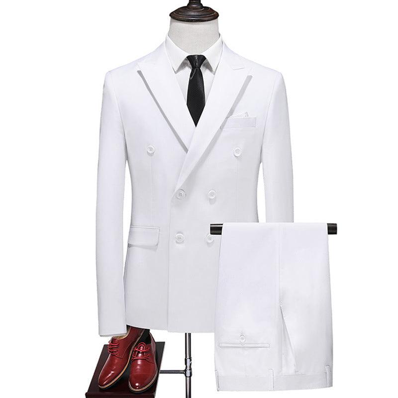 Male Host Two-piece Large Size Solid Color Suit - melvincucci