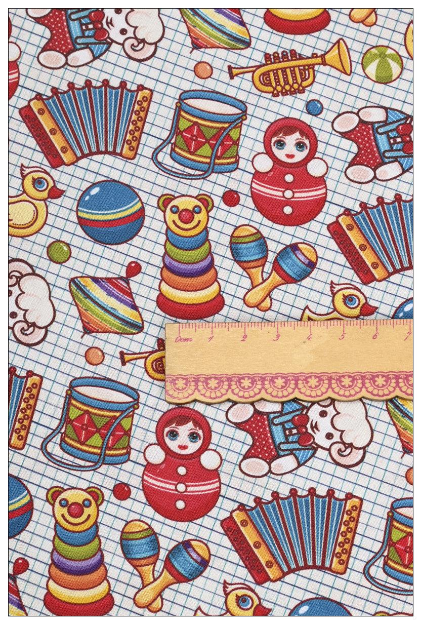 Plain Cotton Fabric Retro Nostalgic Toy Printing Fabric Handmade DIY - melvincucci