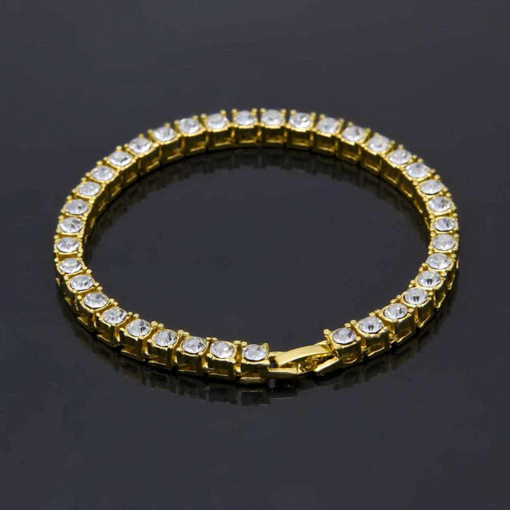 Tin Alloy Gold Color Iced Bracelet Men's Hip Hop Chain Street Rock Jewelry - melvincucci