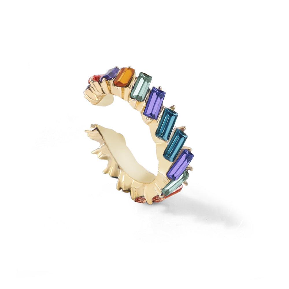 Multicolor glass diamond C-shaped earrings - melvincucci