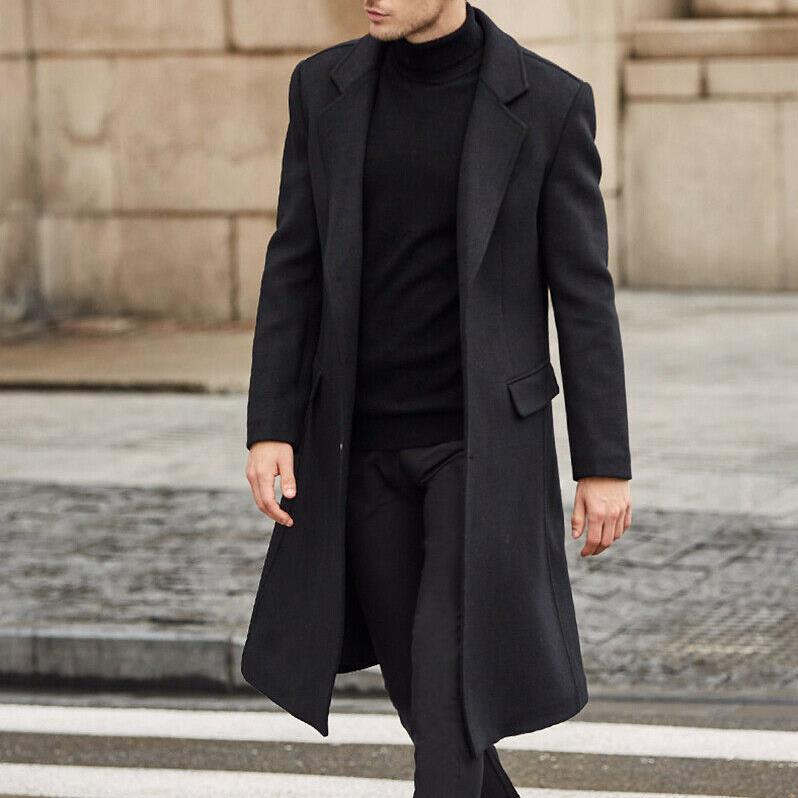 British men's long trench coat wool - melvincucci