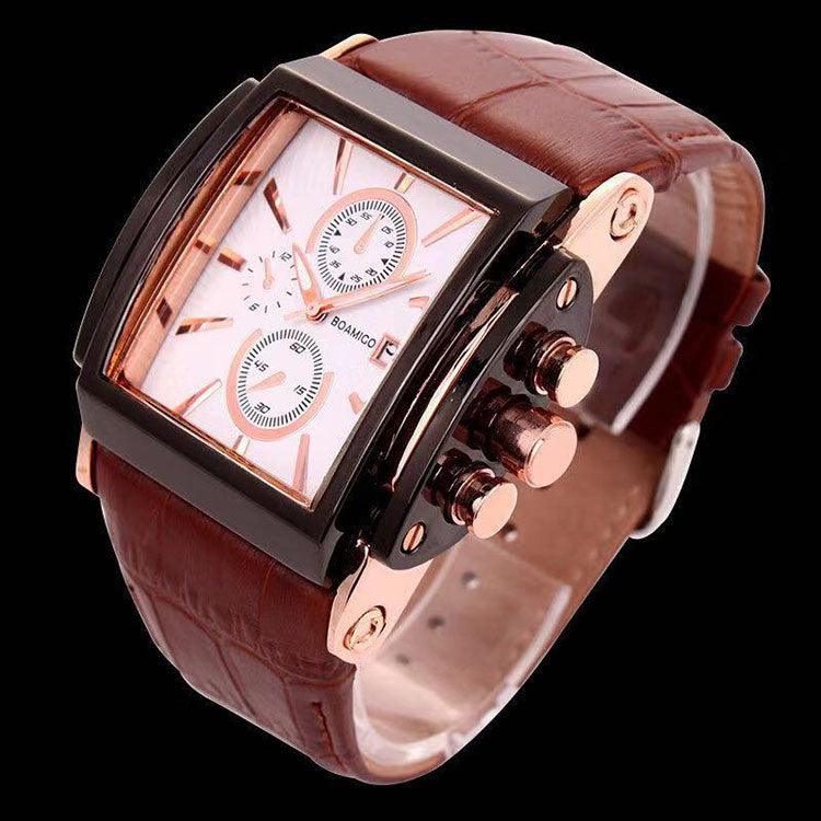 Square leather belt watch men - melvincucci