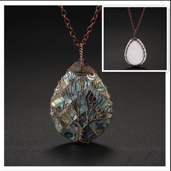 Natural color shellfish abalone shell winding necklace - melvincucci