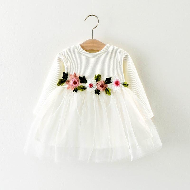 A031 new fall manufacturers selling children waist flowers long sleeved dress princess dress baby skirt - melvincucci