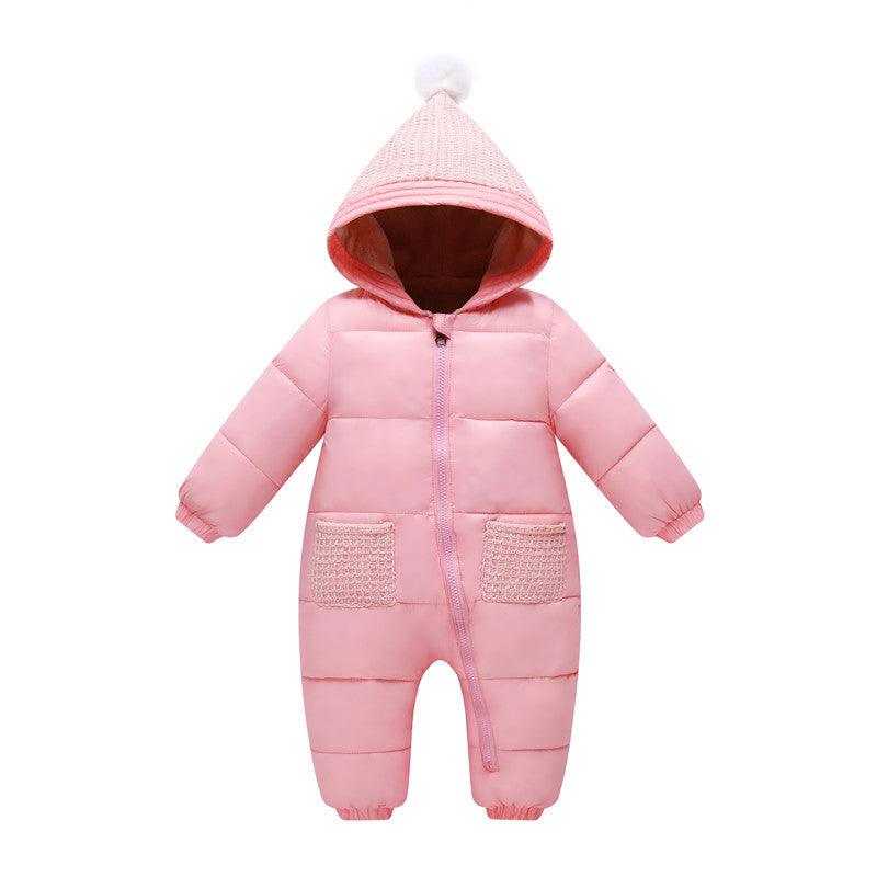 2021 winter new baby clothes and hair thick warm children Cotton Hooded men and women clothing baby climbing - melvincucci