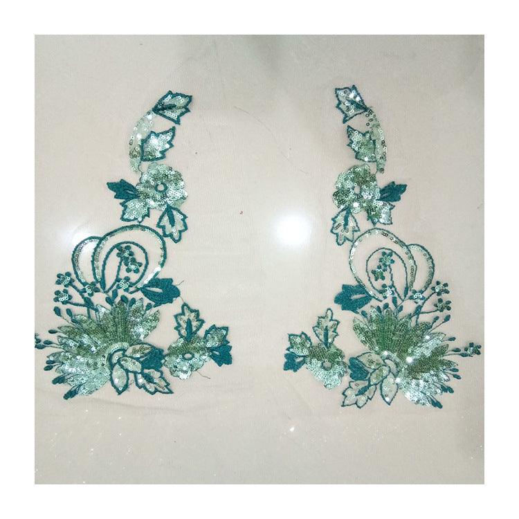 Sequin Embroidered Fabric Patch Lace Embroidered Lace Cheongsam Dress - melvincucci