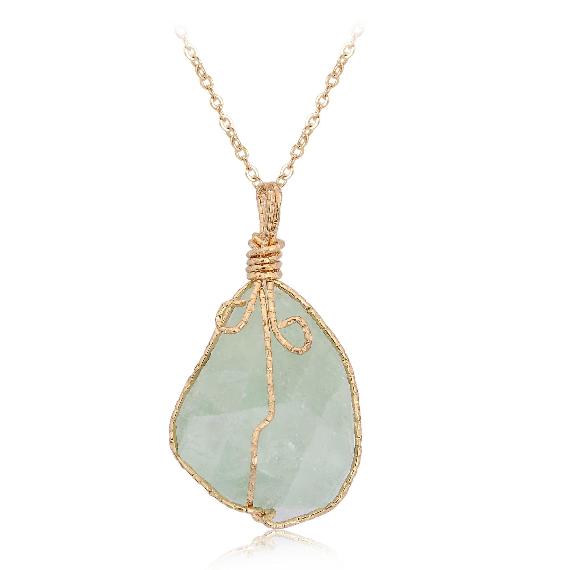 Natural stone pendant irregular crystal rough necklace - melvincucci
