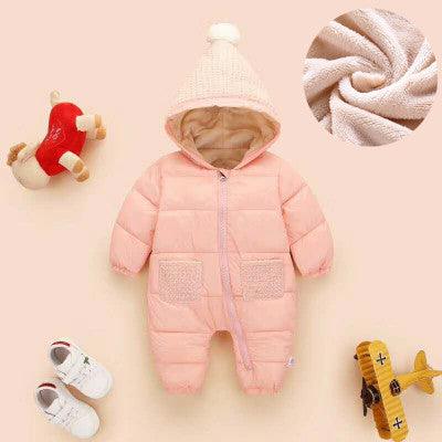 2021 winter new baby clothes and hair thick warm children Cotton Hooded men and women clothing baby climbing - melvincucci