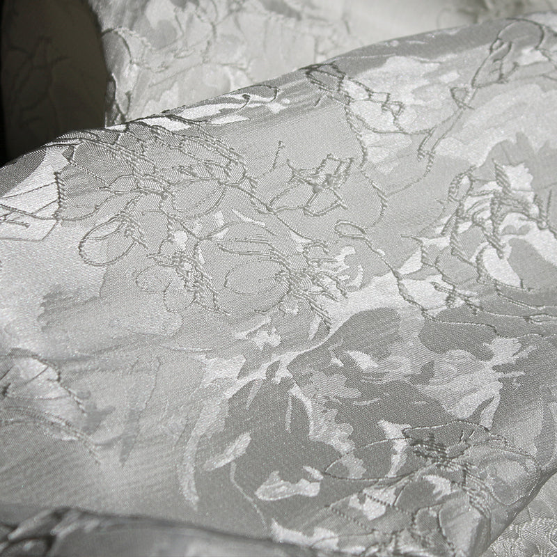 Three-dimensional Jacquard Embroidered Floral Satin Dress Fabric