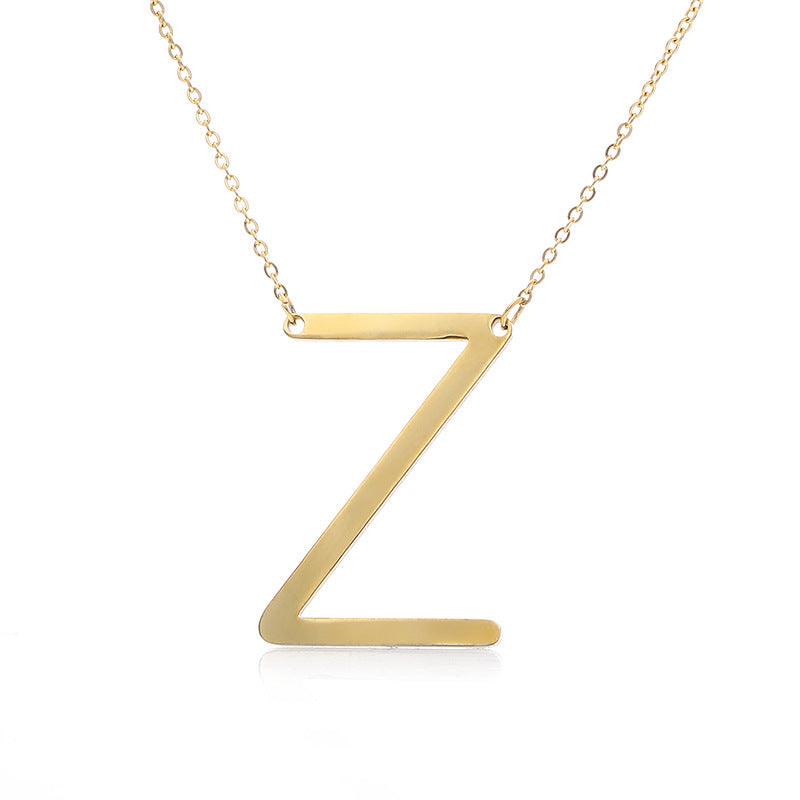 Fabulous Rose Gold Plated Stainless Steel Initial Letter Pendant Necklace - melvincucci