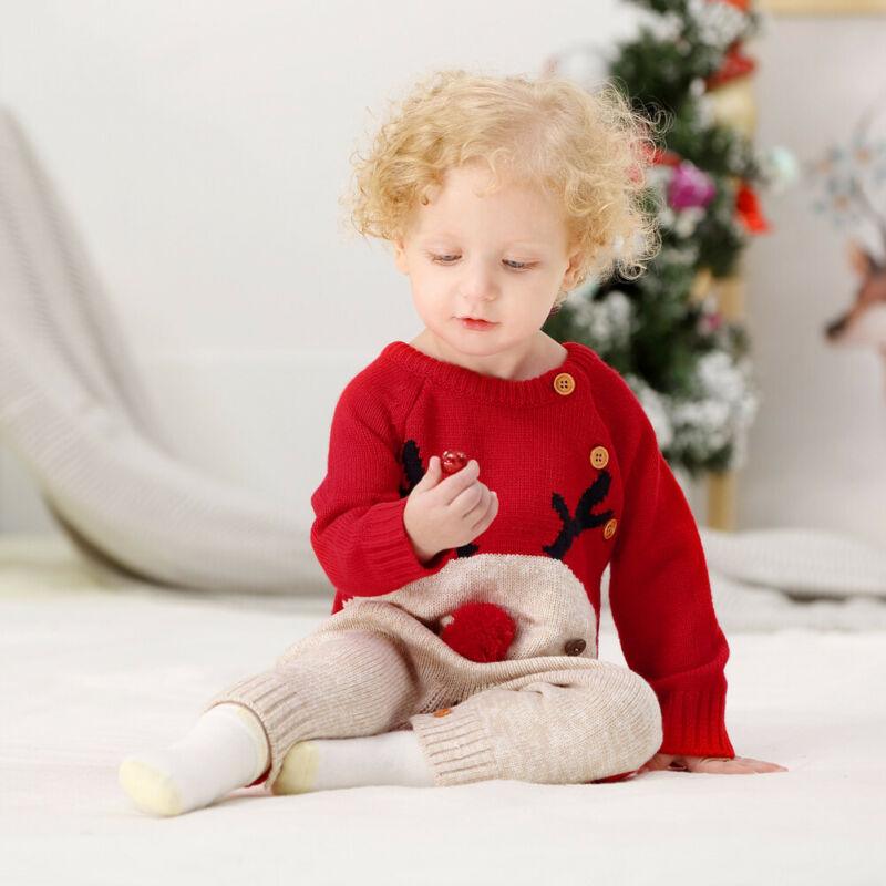 Boys and girls knitted cartoon deer romper Christmas sweater - melvincucci