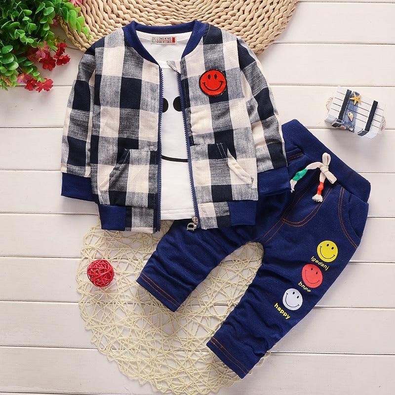 Children's plaid long sleeve three-piece suit - melvincucci