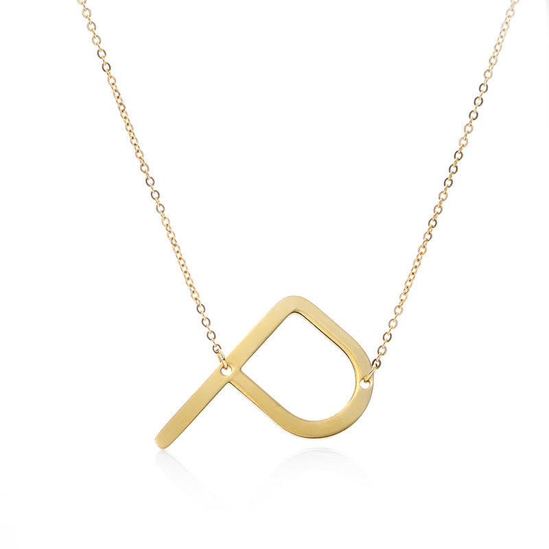 Fabulous Rose Gold Plated Stainless Steel Initial Letter Pendant Necklace - melvincucci