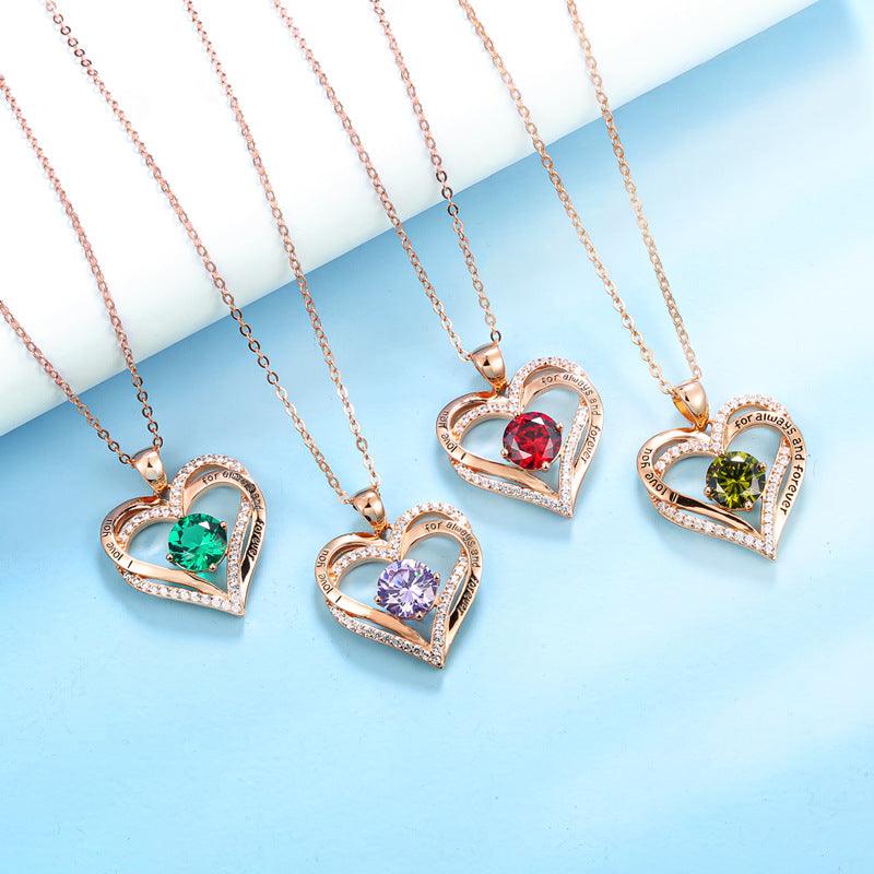 Female 925 Silver Twelve Birthstone Pendant Necklace - melvincucci