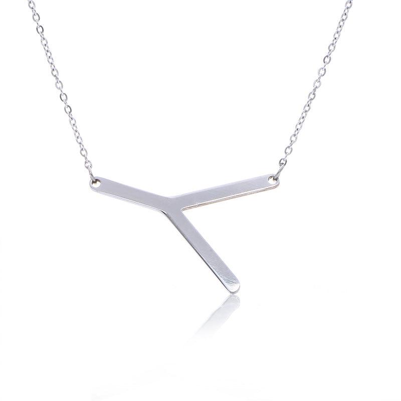 Fabulous Rose Gold Plated Stainless Steel Initial Letter Pendant Necklace - melvincucci
