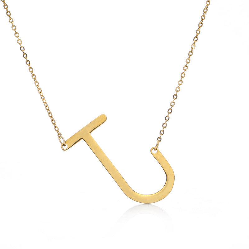Fabulous Rose Gold Plated Stainless Steel Initial Letter Pendant Necklace - melvincucci
