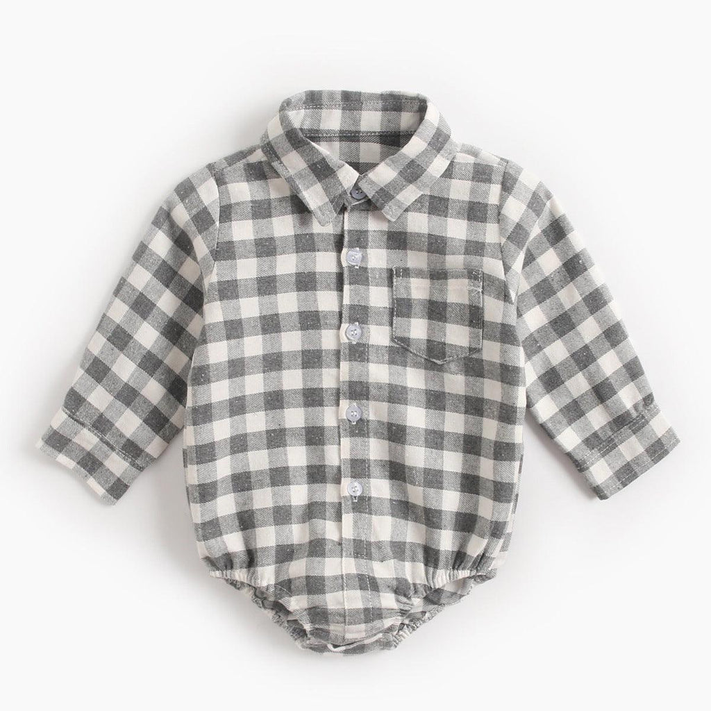 Infant Clothing Autumn and Winter Plaid Baby Boy Romper - melvincucci