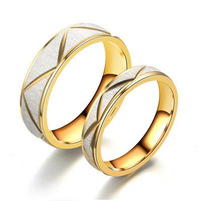 Titanium steel couple ring 24K gold stainless steel ring - melvincucci