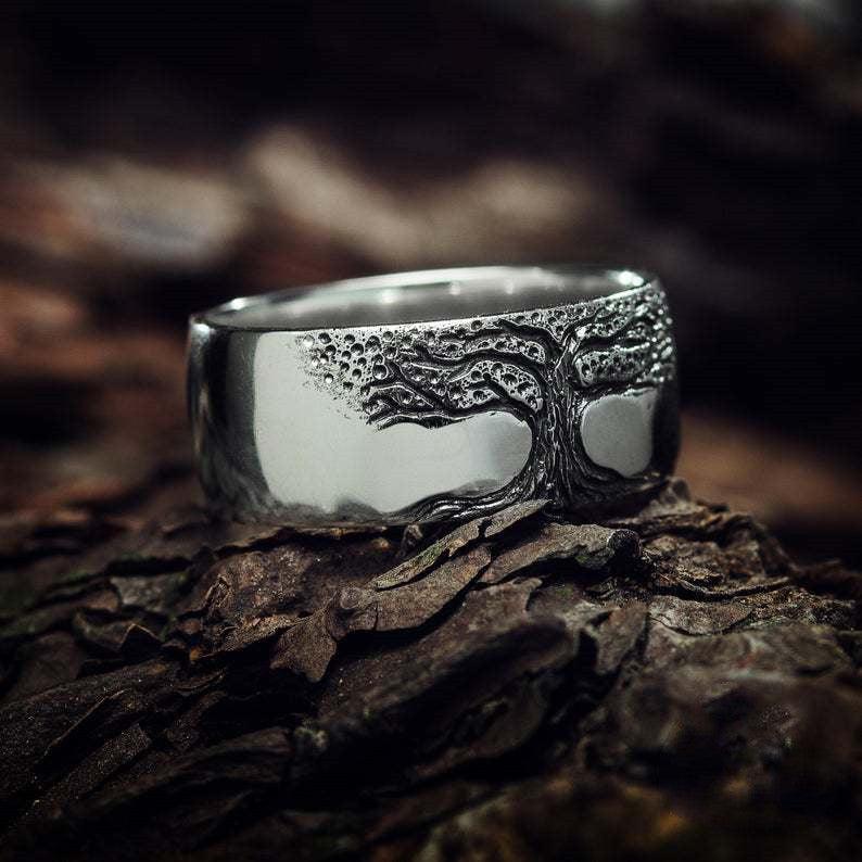 Vintage Engraving Tree Of Life Simple Ring - melvincucci