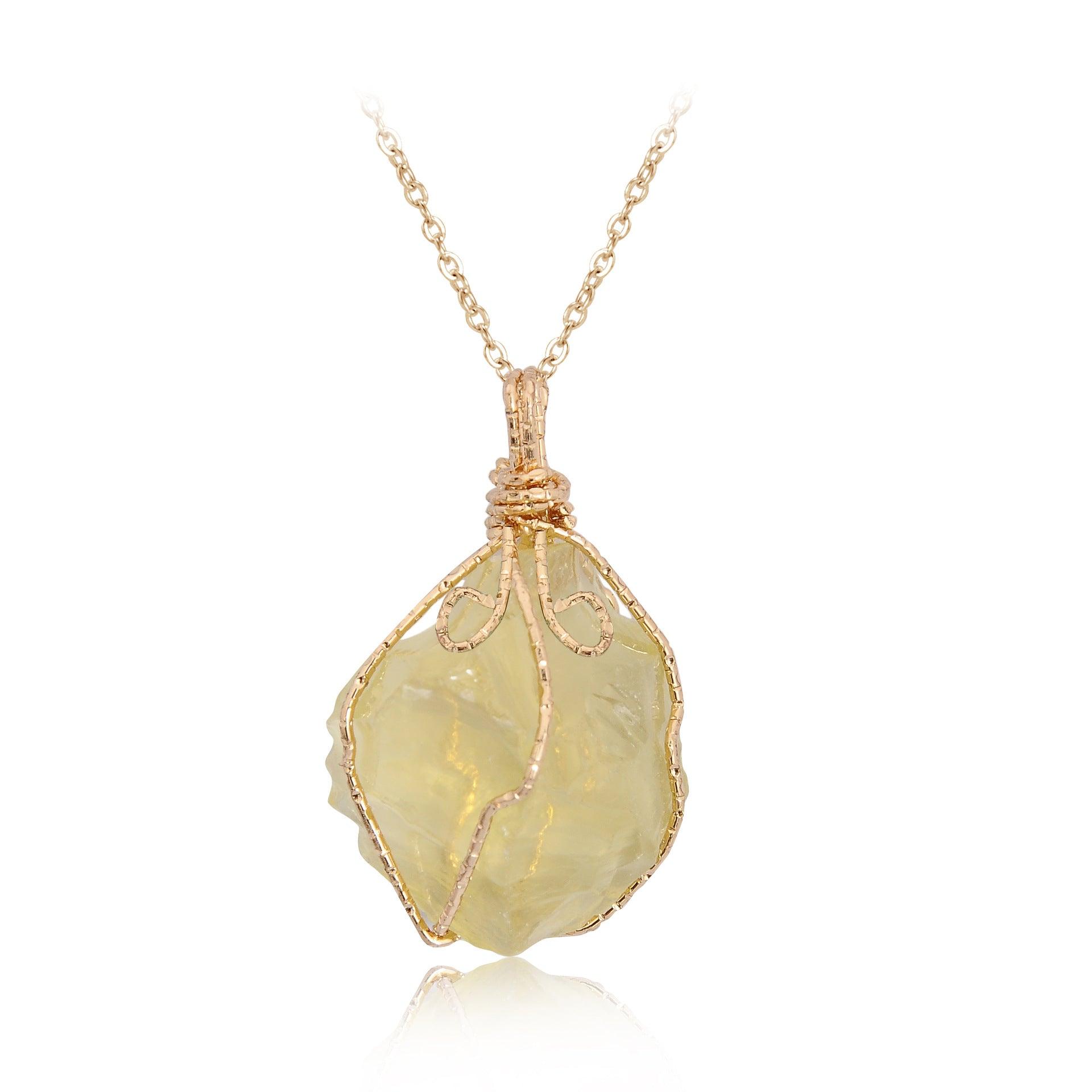 Natural stone pendant irregular crystal rough necklace - melvincucci
