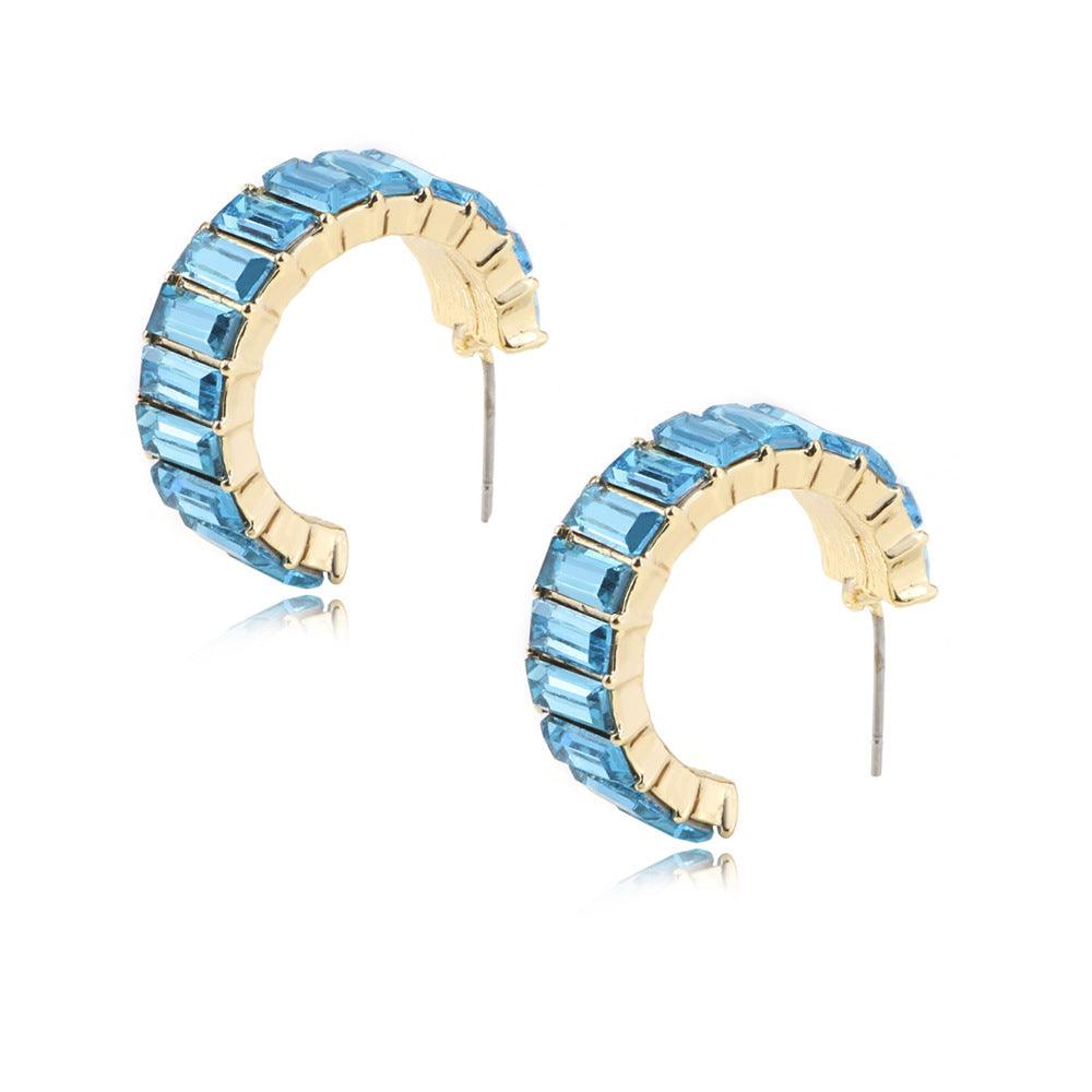 Multicolor glass diamond C-shaped earrings - melvincucci