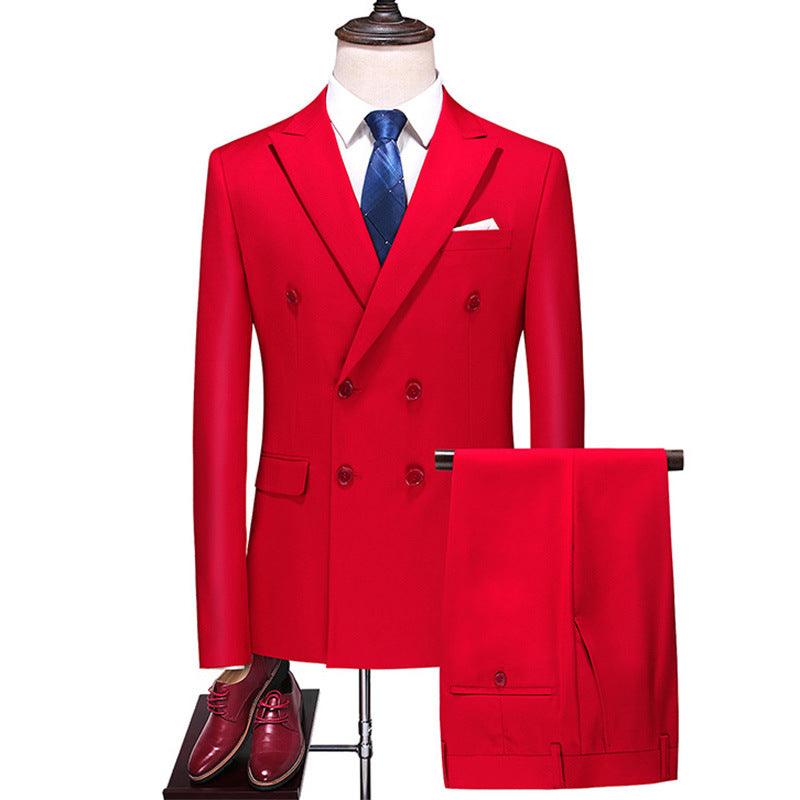 Male Host Two-piece Large Size Solid Color Suit - melvincucci