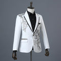 Crystal Embroidery Flowers Stage Singer Suit Jacket Bar Wedding Suit Jacket - melvincucci